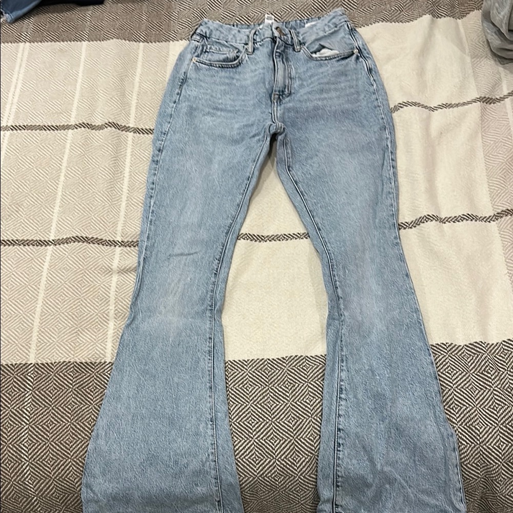 Forever 21 Blue Flare Wide Leg Jeans